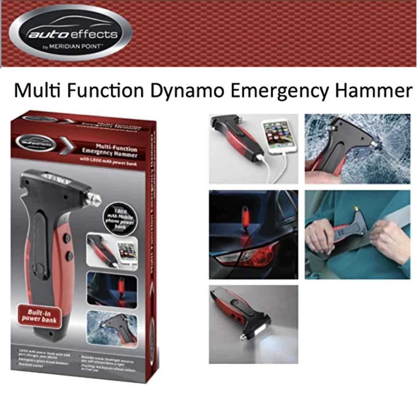 Multi-Function Emergency Auto Safety Hammer