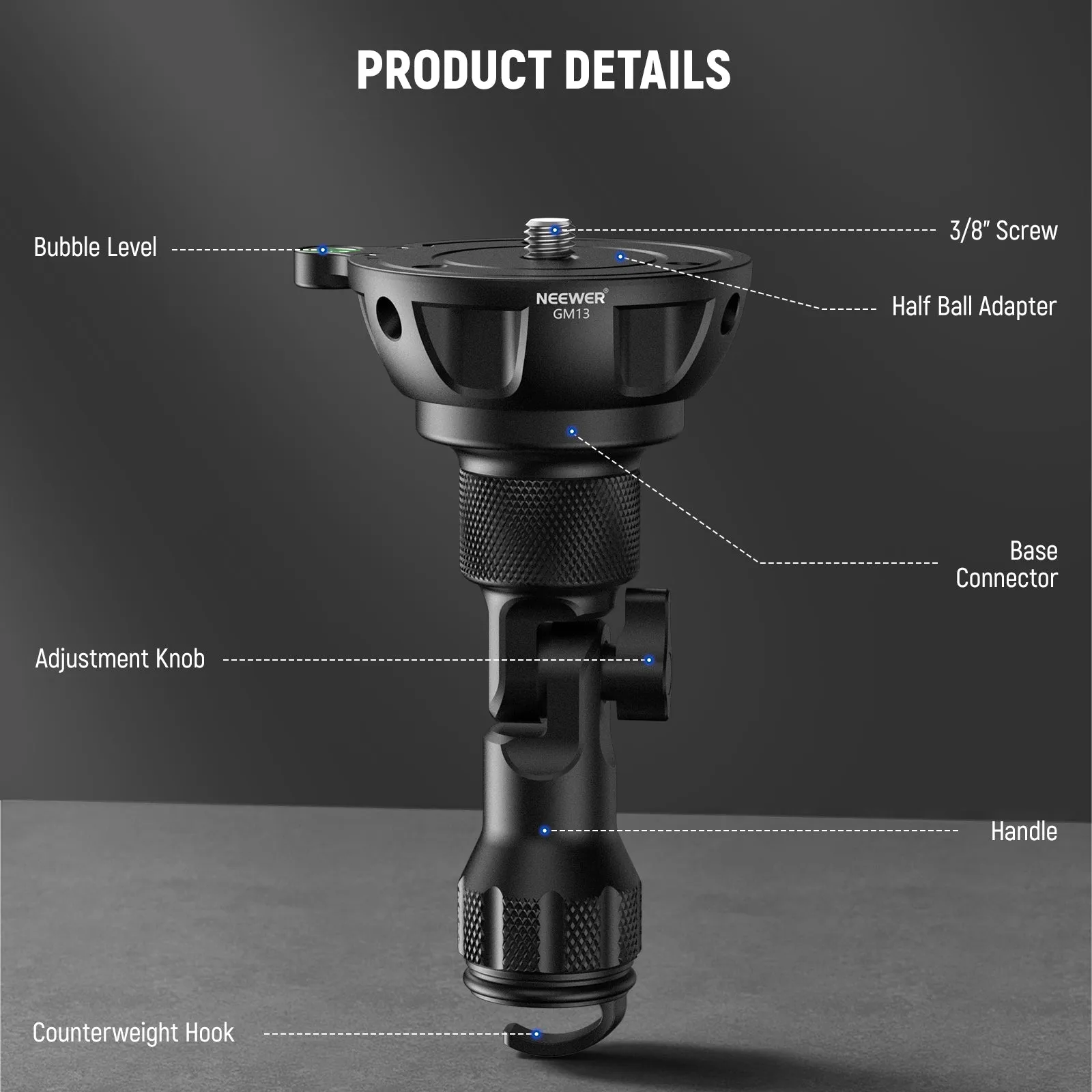 NEEWER GM004 75mm Half Bowl Base Leveling Adapter