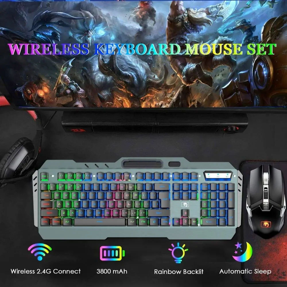 Ninja Dragon V1X PRO Wireless Metal Gaming Keyboard and Mouse Set