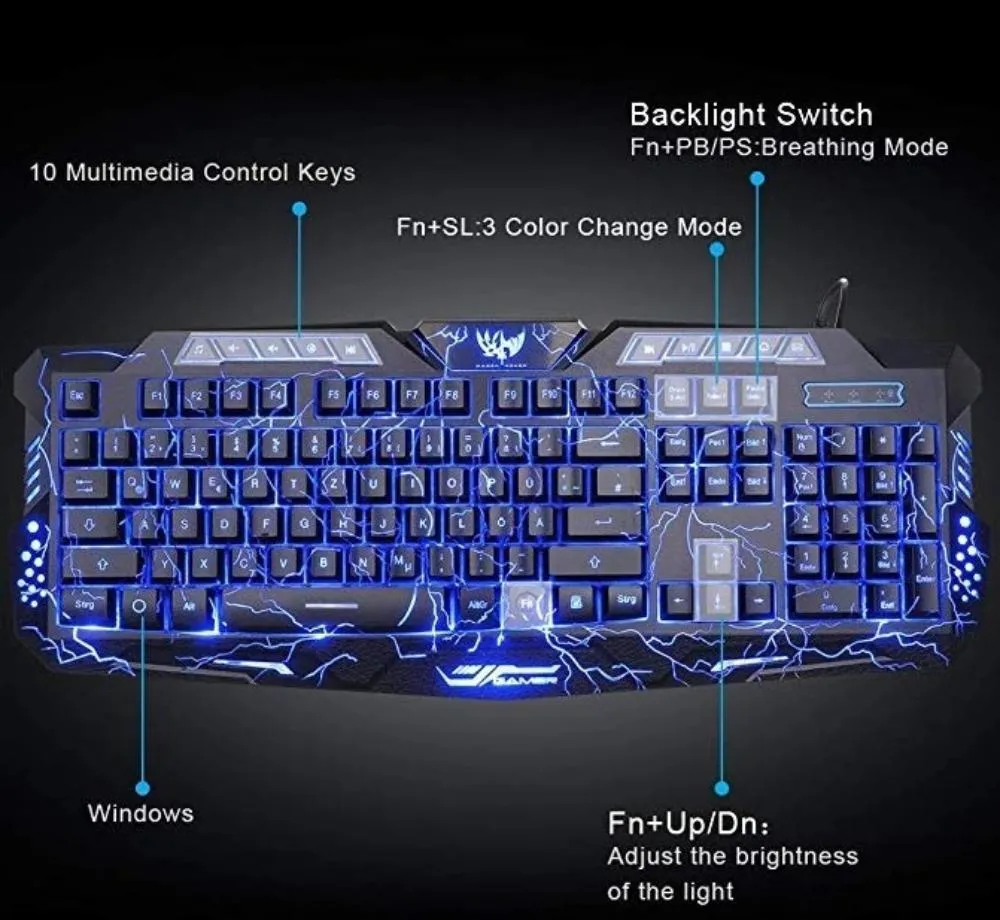 Ninja Dragons Z8V Wired 3 Backlight Ergonomics Gaming Keyboard