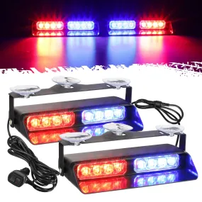 Partsam 2 in 1 Red Blue LED Dash Emergency Strobe Lights