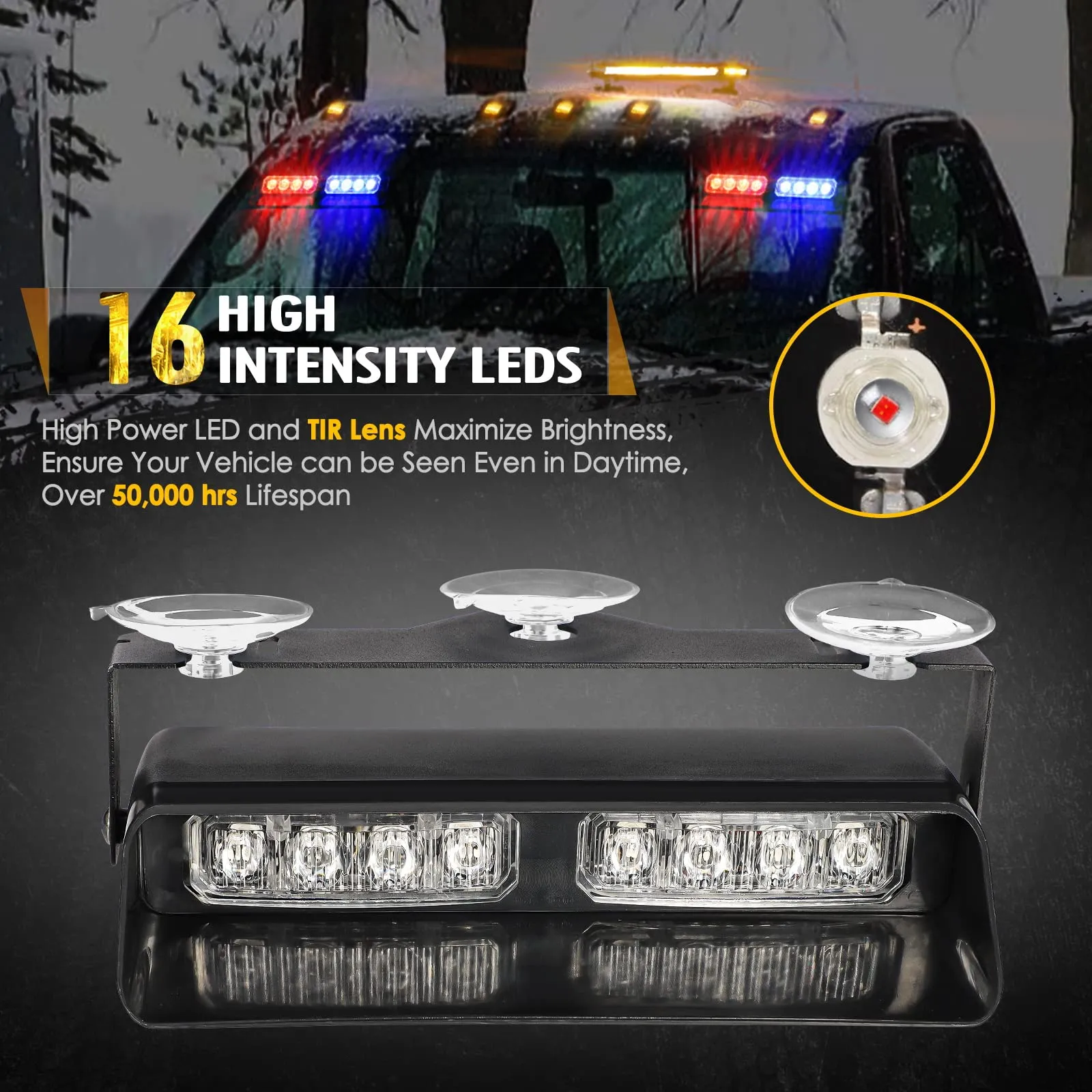 Partsam 2 in 1 Red Blue LED Dash Emergency Strobe Lights