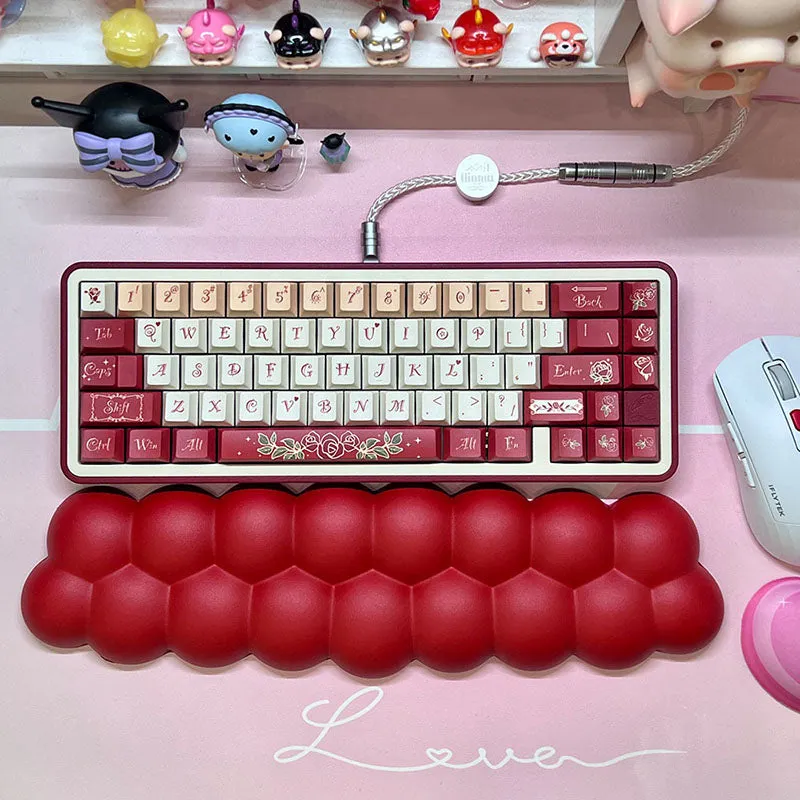 PIWIJOY Puff Red Velvet PU Leather Wrist Rest