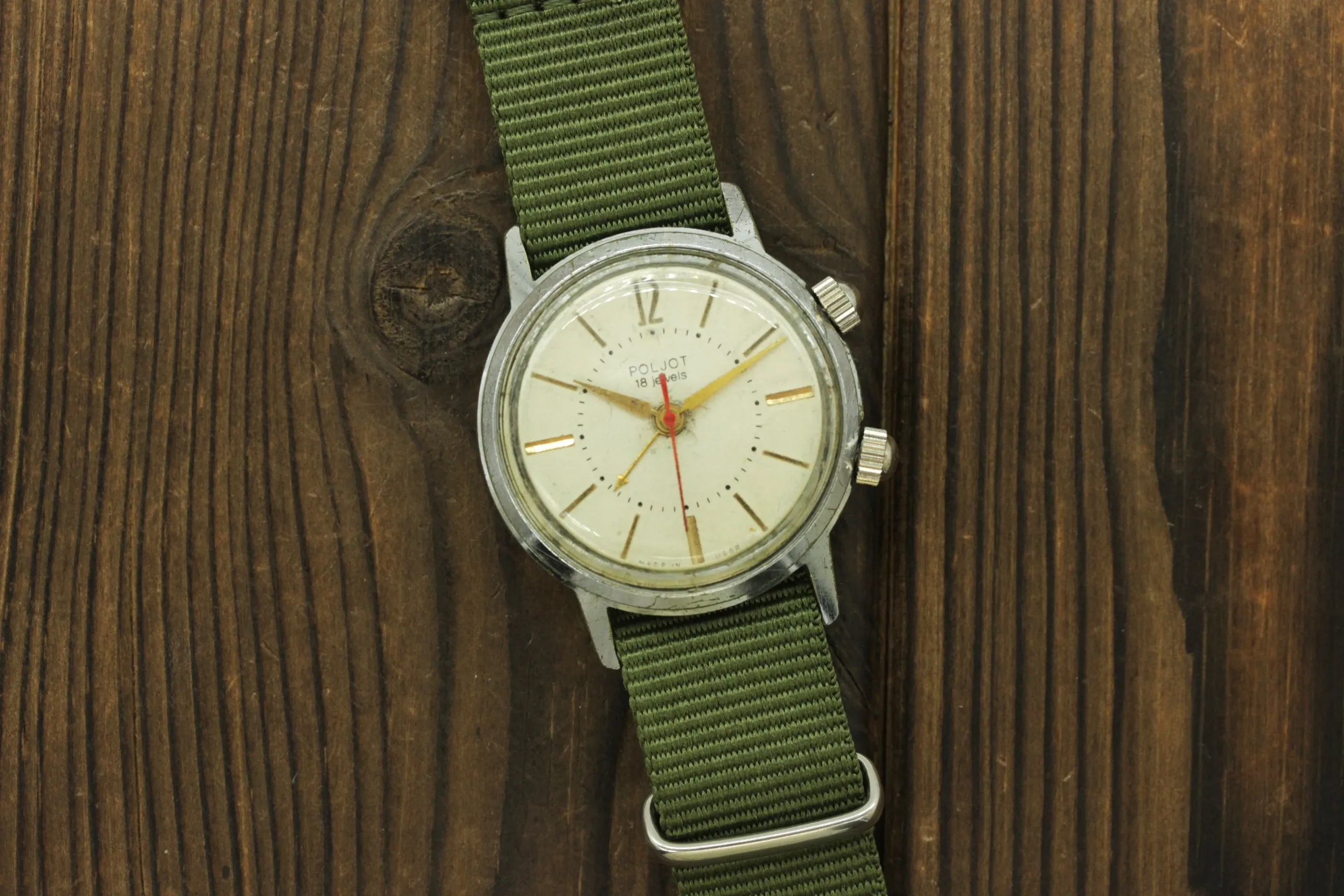 Poljot Signal, vintage military mechanical alarm watch (Soviet era)