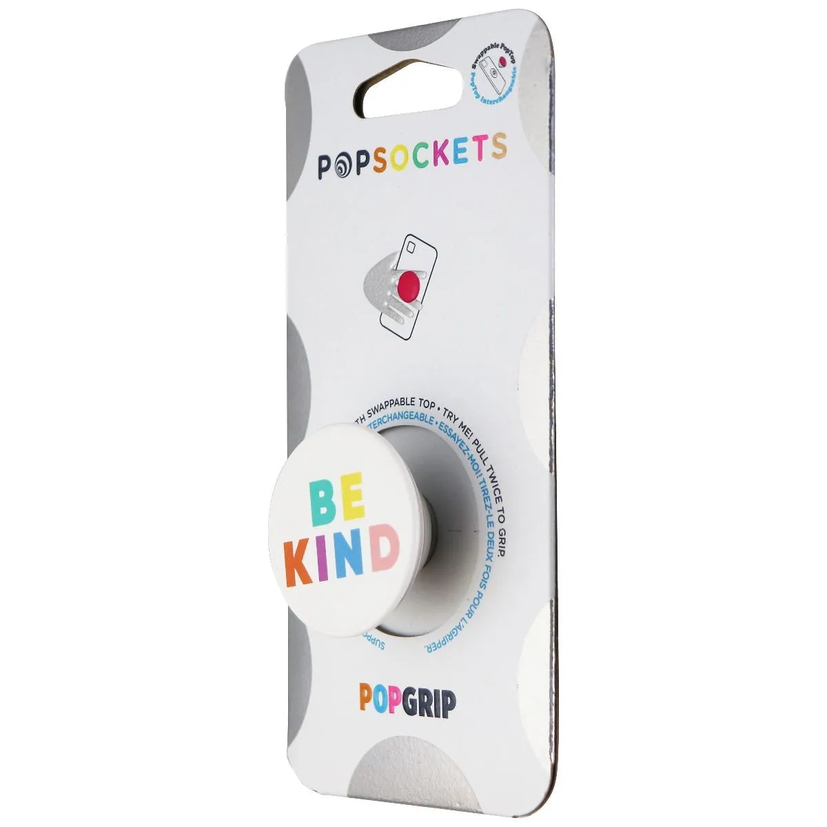 PopSockets PopGrip Stand and Grip with Swappable Top - Just Be Kind / White