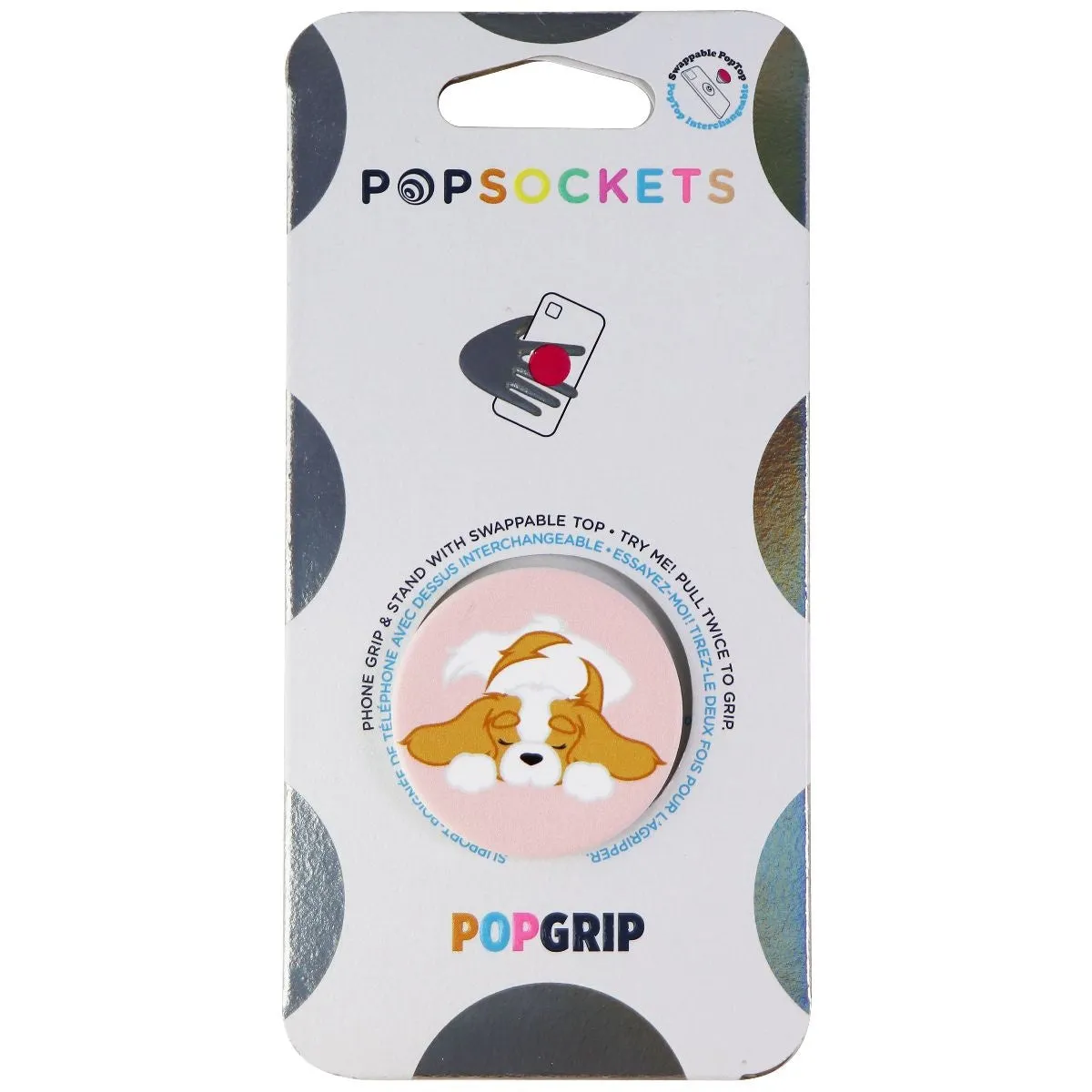 PopSockets PopGrip Stand and Grip with Swappable Top - Pupper Napper