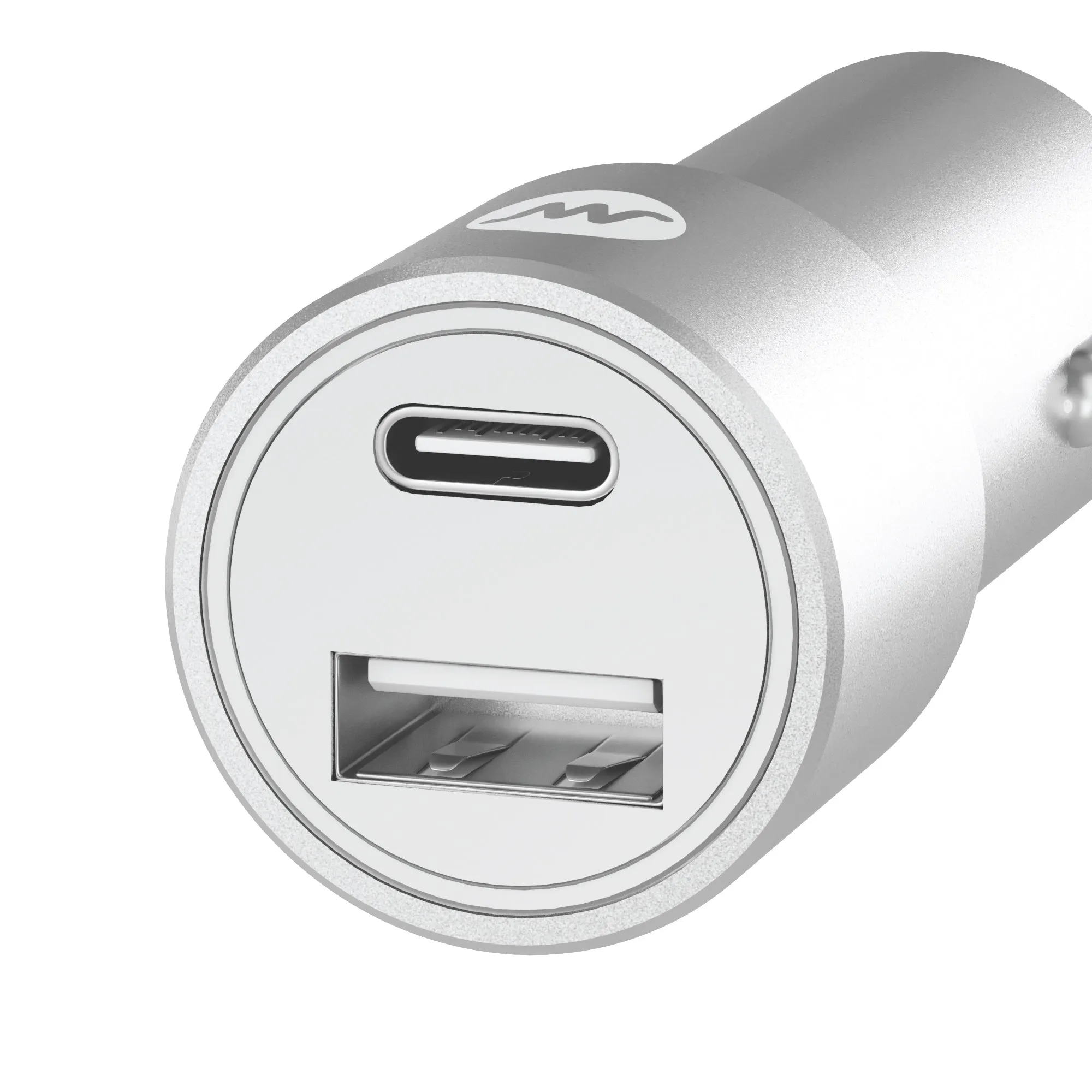 Pro Series 42W 2-Port USB-A & USB-C Car Charger w/ 6' Lightning to USB-C Cable - Silver & White