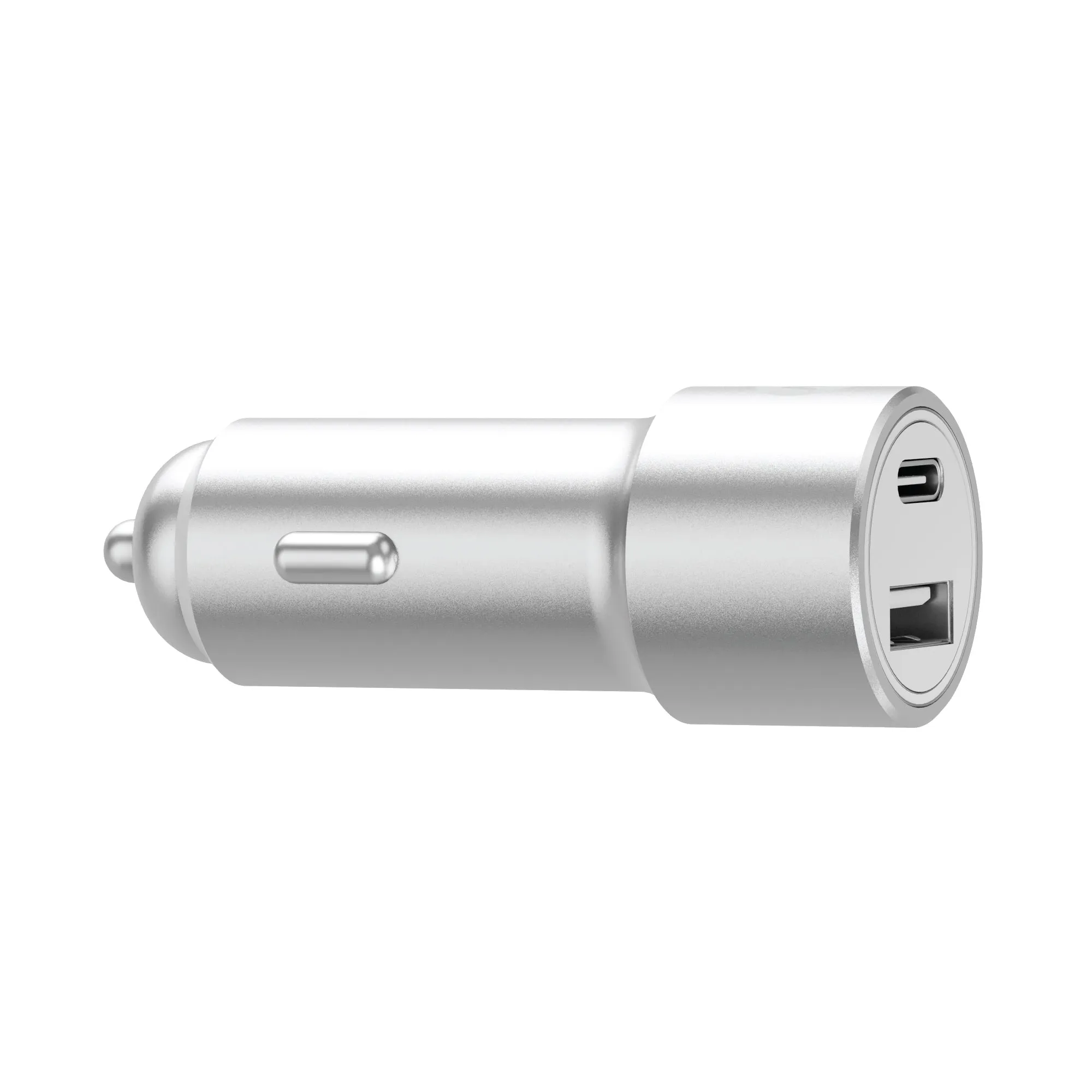 Pro Series 42W 2-Port USB-A & USB-C Car Charger w/ 6' Lightning to USB-C Cable - Silver & White