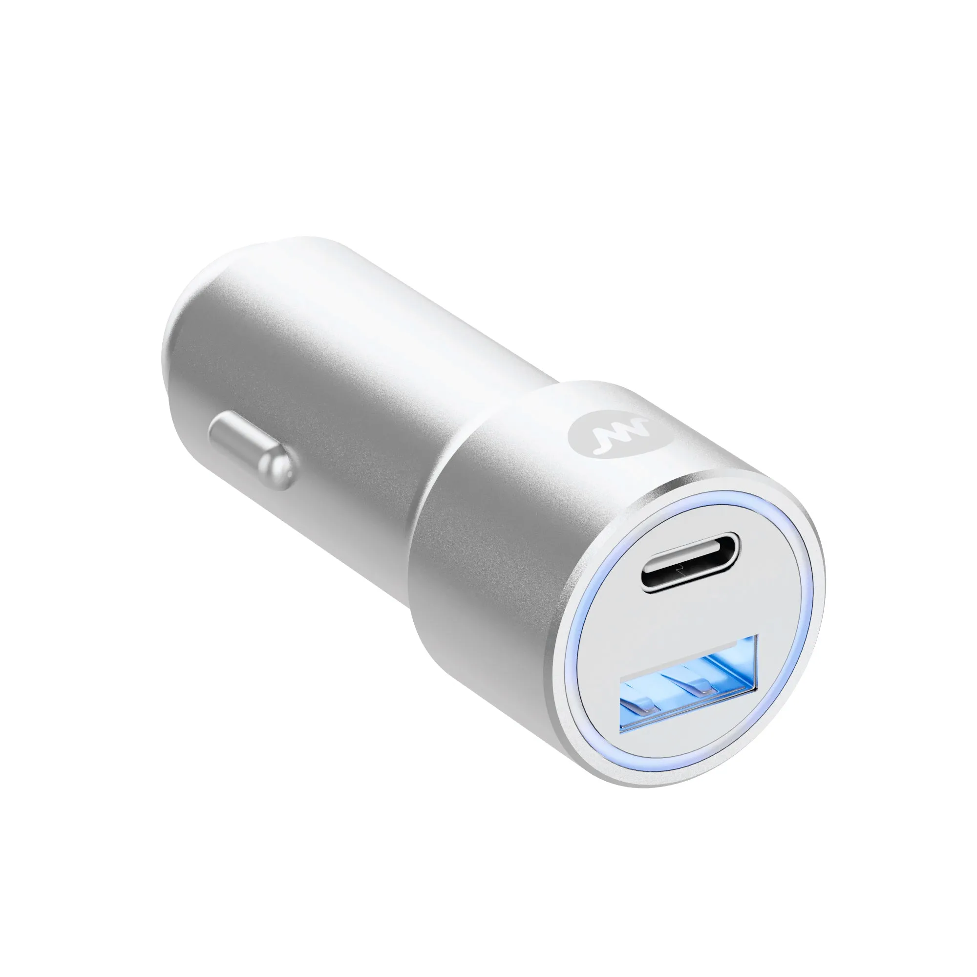 Pro Series 42W 2-Port USB-A & USB-C Car Charger w/ 6' Lightning to USB-C Cable - Silver & White