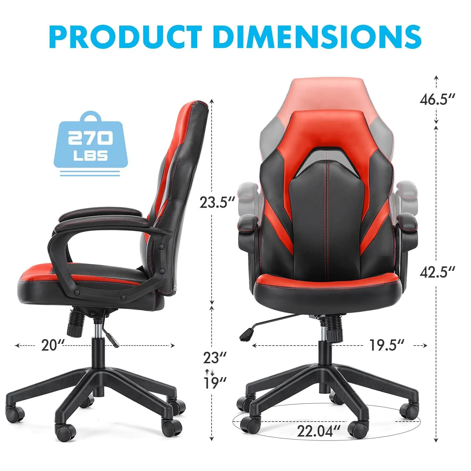 PU Leather Ergonomic Office Chair Swivel Computer Gaming Chair with Lumbar Support