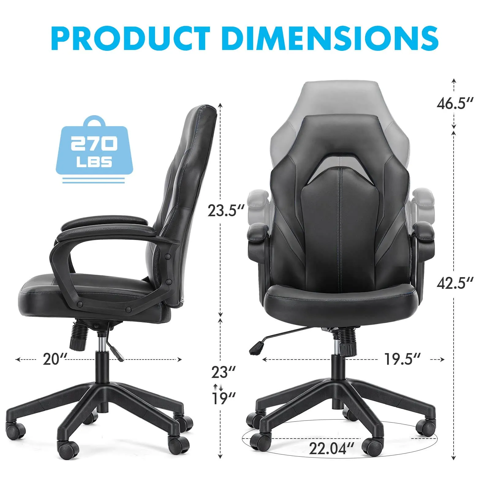 PU Leather Ergonomic Office Chair Swivel Computer Gaming Chair with Lumbar Support