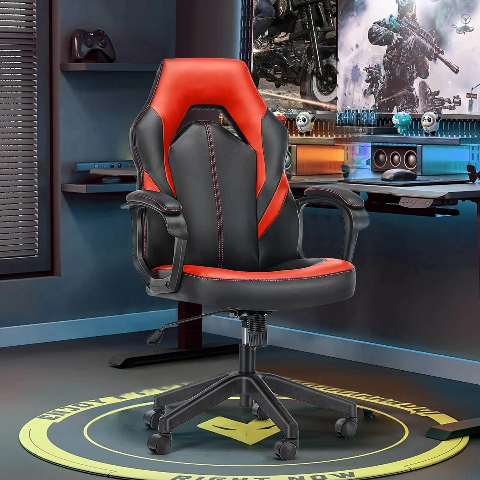 PU Leather Ergonomic Office Chair Swivel Computer Gaming Chair with Lumbar Support