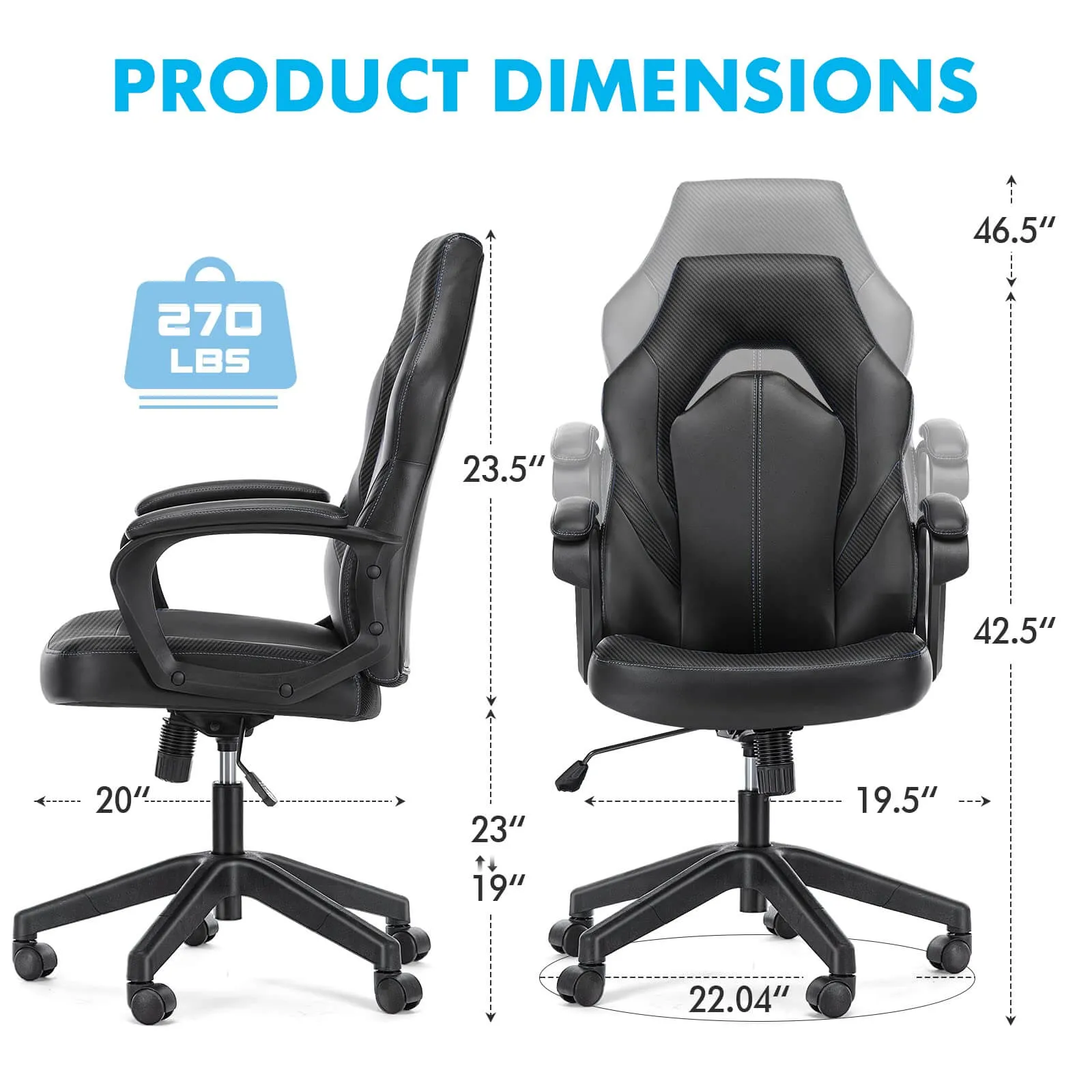 PU Leather Ergonomic Office Chair Swivel Computer Gaming Chair with Lumbar Support