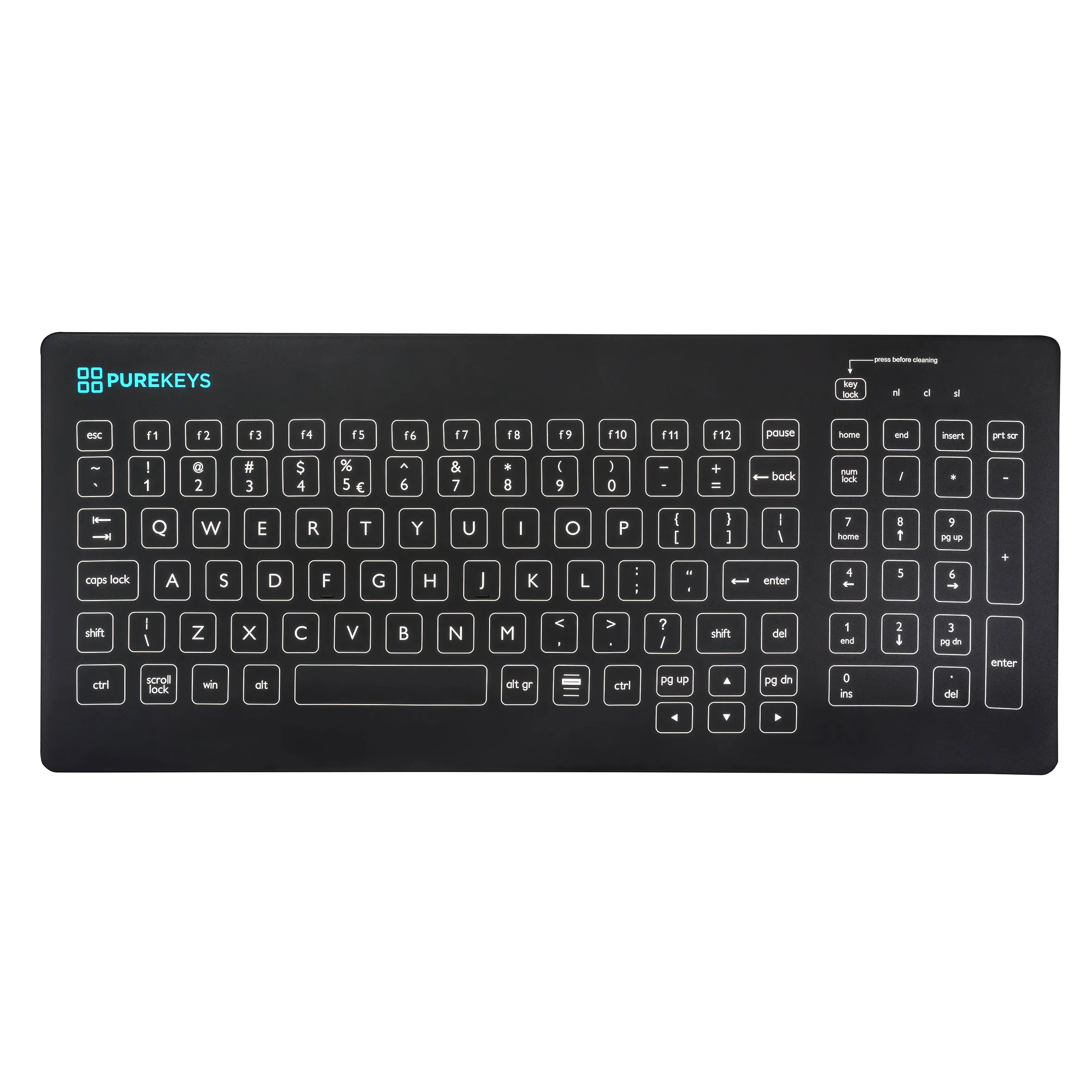 Purekeys Wireless Compact Keyboard and Mouse Set in Black