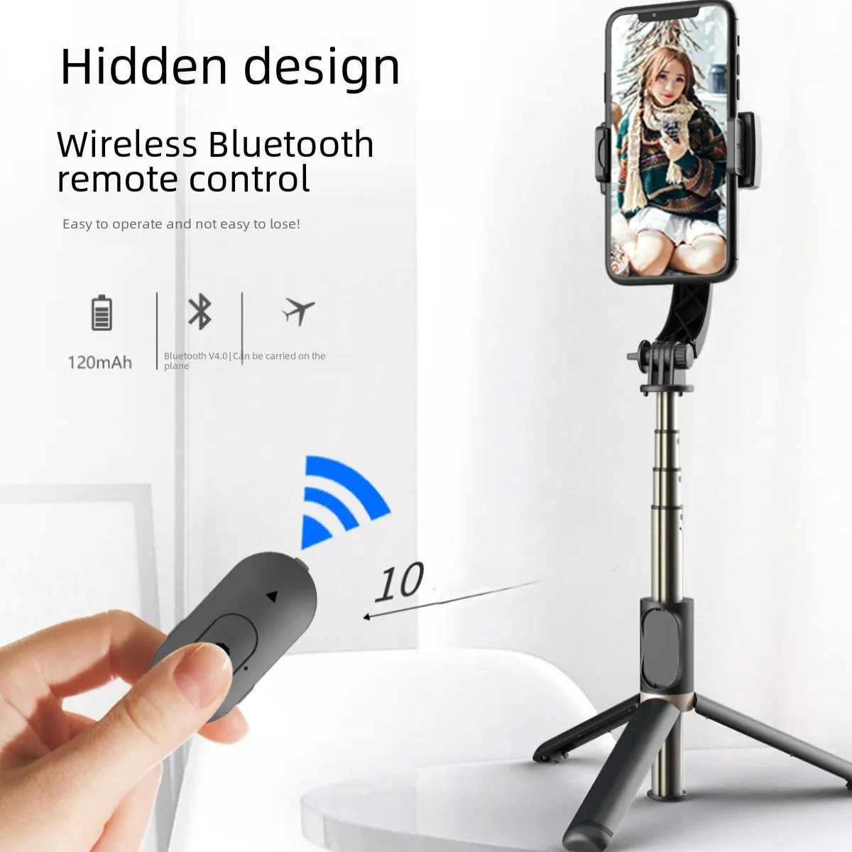 Q08 Single-axis Stabilizer Horizontal Vertical Selfie stick stand Phone Gimbal 3 in 1 Universal