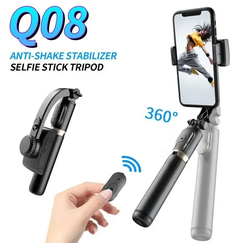 Q08 Single-axis Stabilizer Horizontal Vertical Selfie stick stand Phone Gimbal 3 in 1 Universal