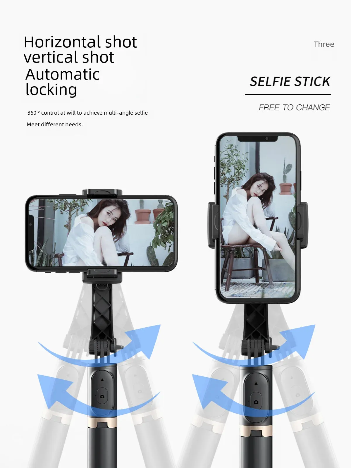 Q08 Single-axis Stabilizer Horizontal Vertical Selfie stick stand Phone Gimbal 3 in 1 Universal