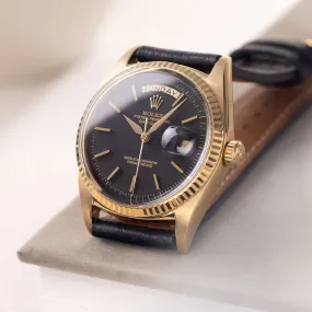 Rolex Day-Date 1803 Yellow Gold Matte Black Dial Alpha Hands