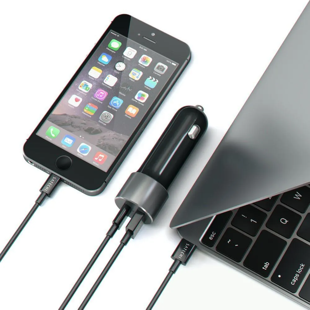 Satechi 72W USB-C and USB-A Car Chager - Space Grey