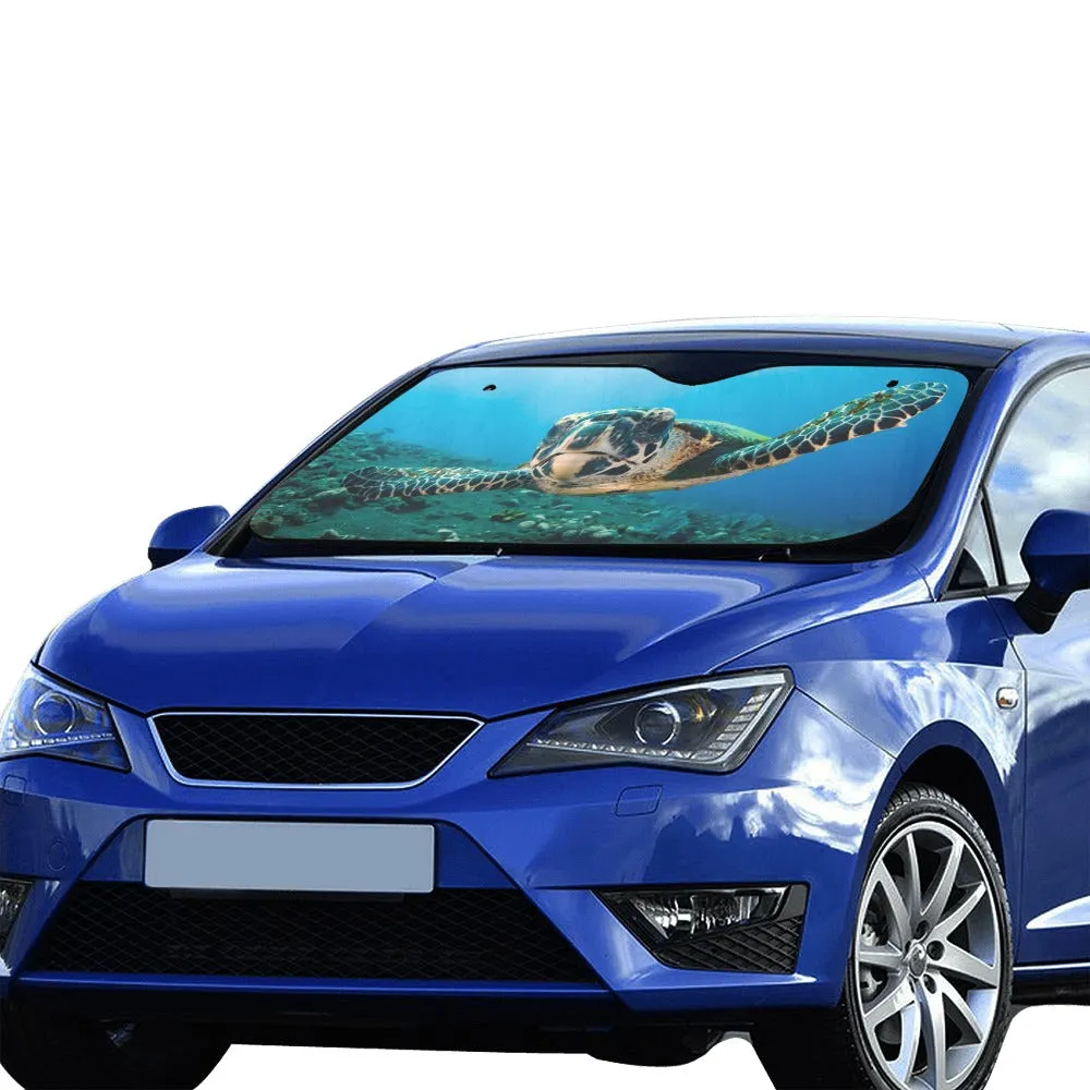 Sea Turtle Car Sunshade, Windshield Ocean Beach Car Accessories Auto Vehicle Protector Window Sun Visor Screen Cover Decor