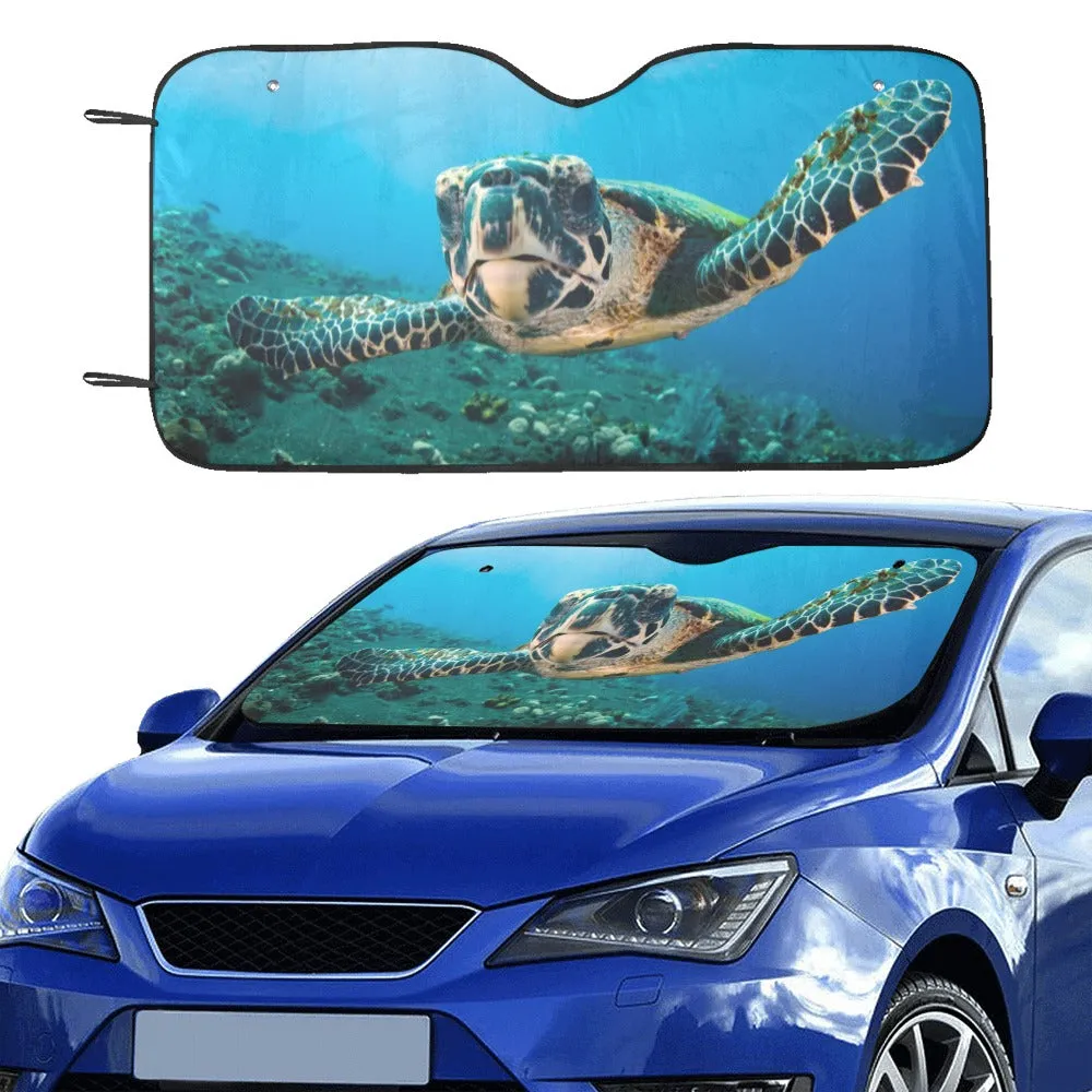 Sea Turtle Car Sunshade, Windshield Ocean Beach Car Accessories Auto Vehicle Protector Window Sun Visor Screen Cover Decor