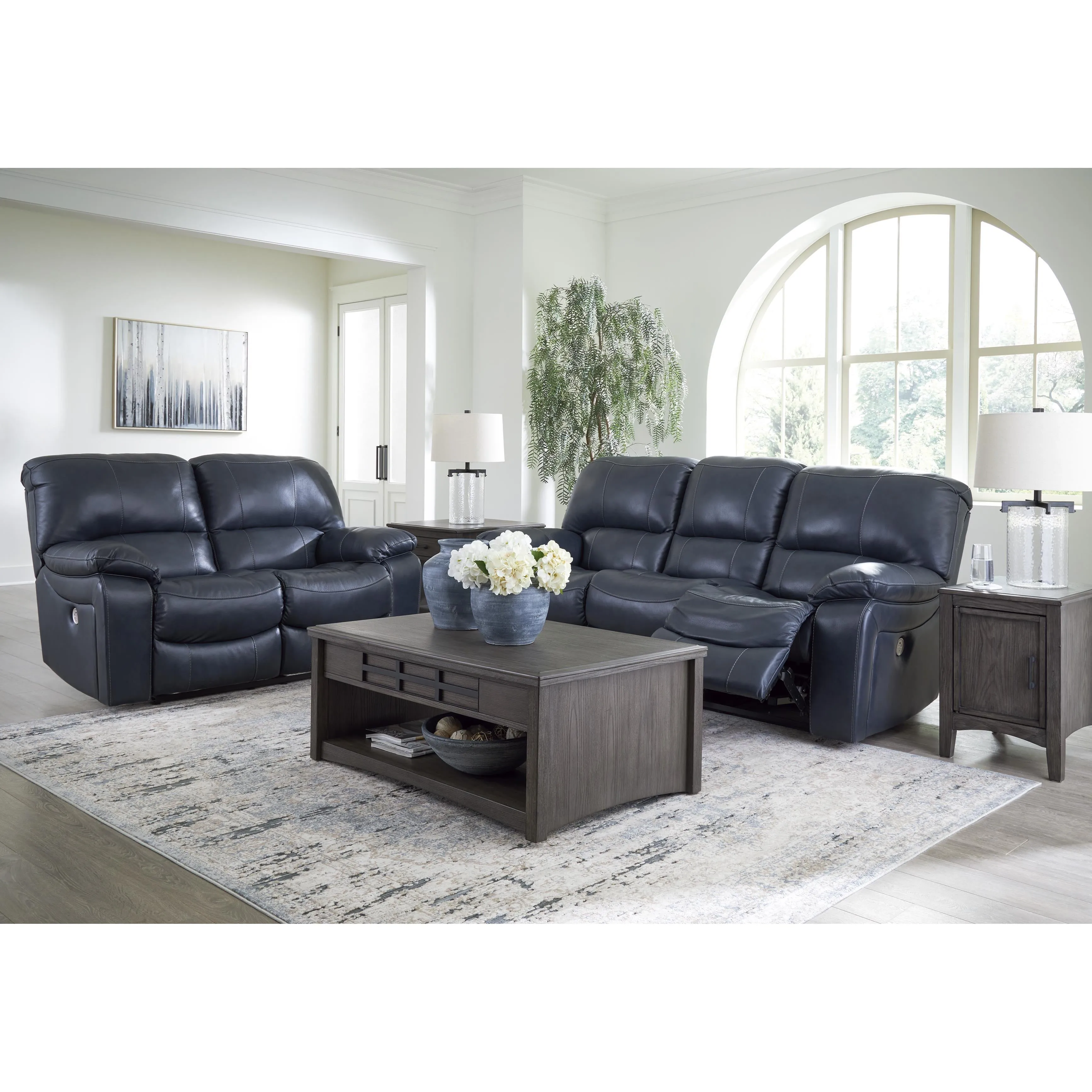 Signature Design by Ashley Leesworth Power Reclining Leather Match Loveseat U4380974