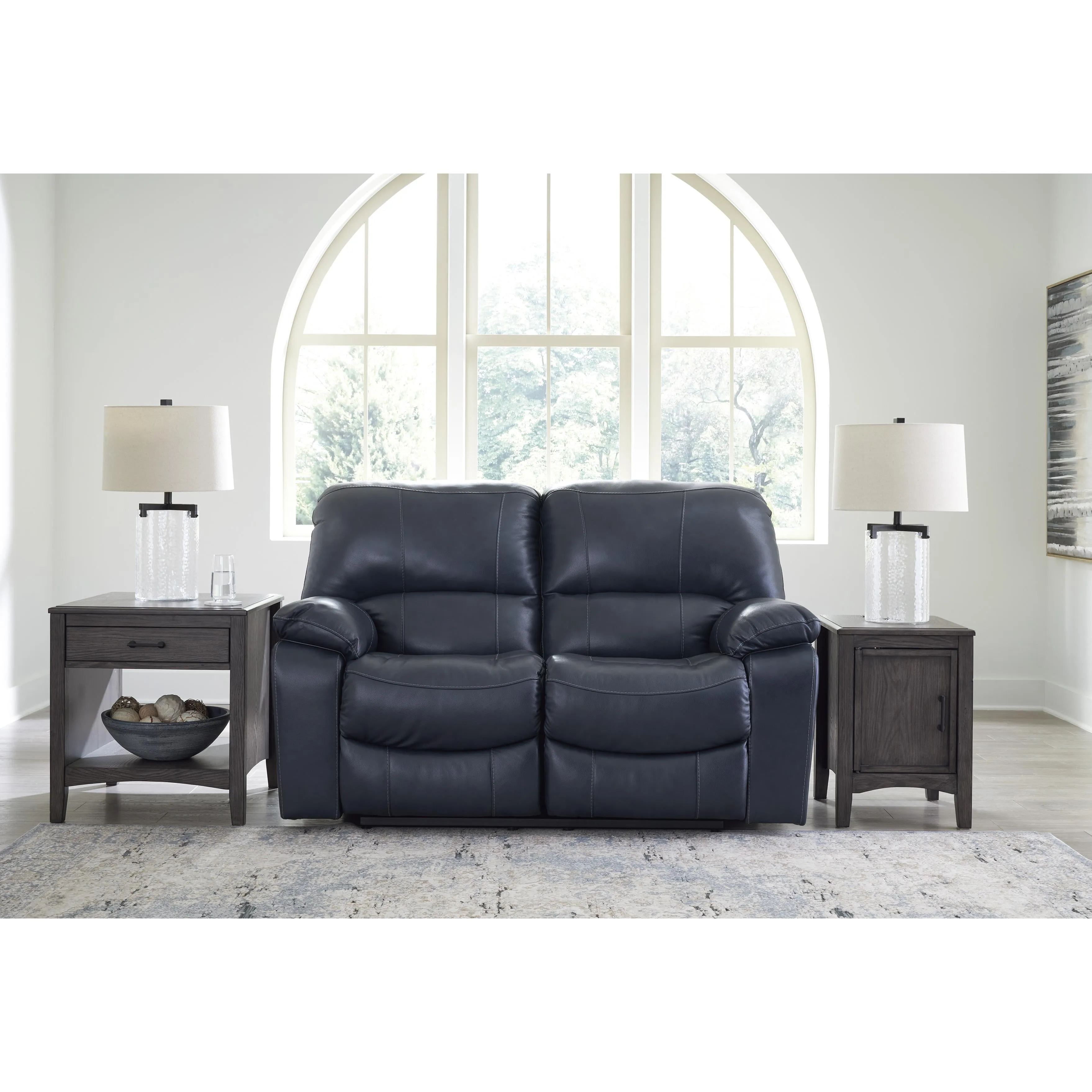 Signature Design by Ashley Leesworth Power Reclining Leather Match Loveseat U4380974