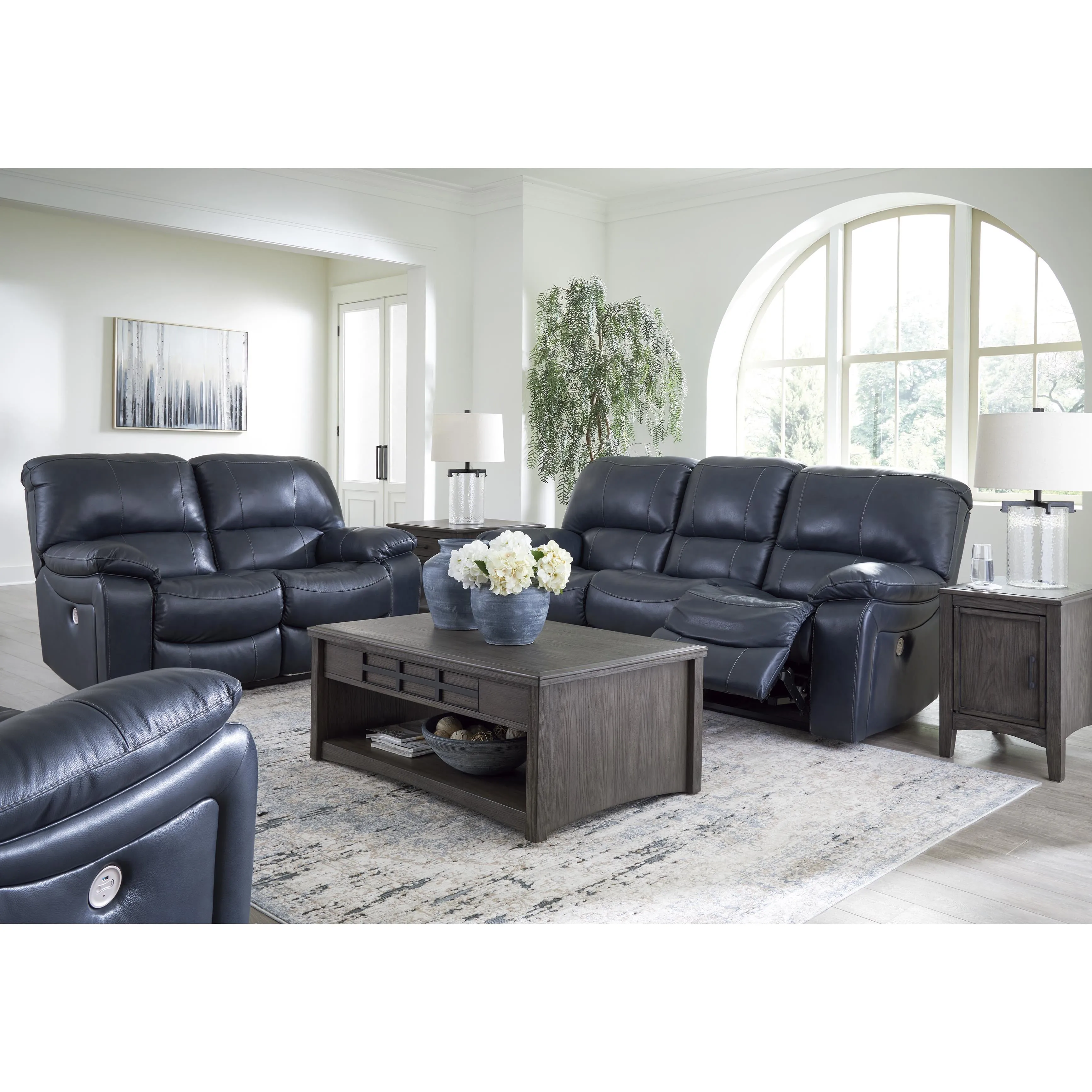 Signature Design by Ashley Leesworth Power Reclining Leather Match Loveseat U4380974