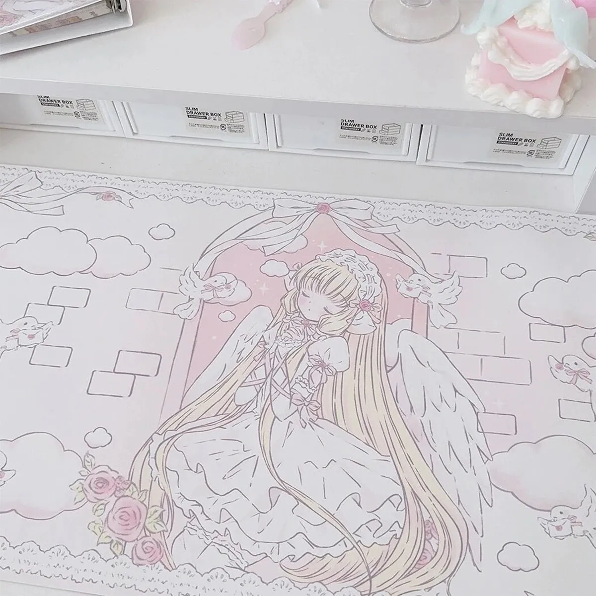 Sleepy Angel Pink Desk Pad