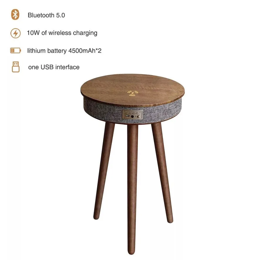 Smart coffee table stereo cube bluetooth speaker with wireless charging side table creative coffee small round table