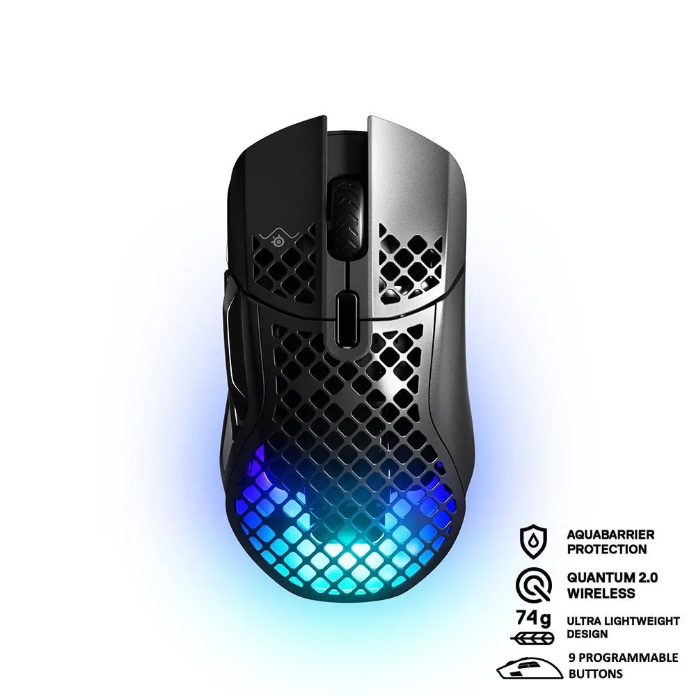 SteelSeries Aerox 5 Wireless   Bluetooth RGB Ultra Lightweight Multi-Genre 9 Programmable Buttons Gaming Mouse (62406)