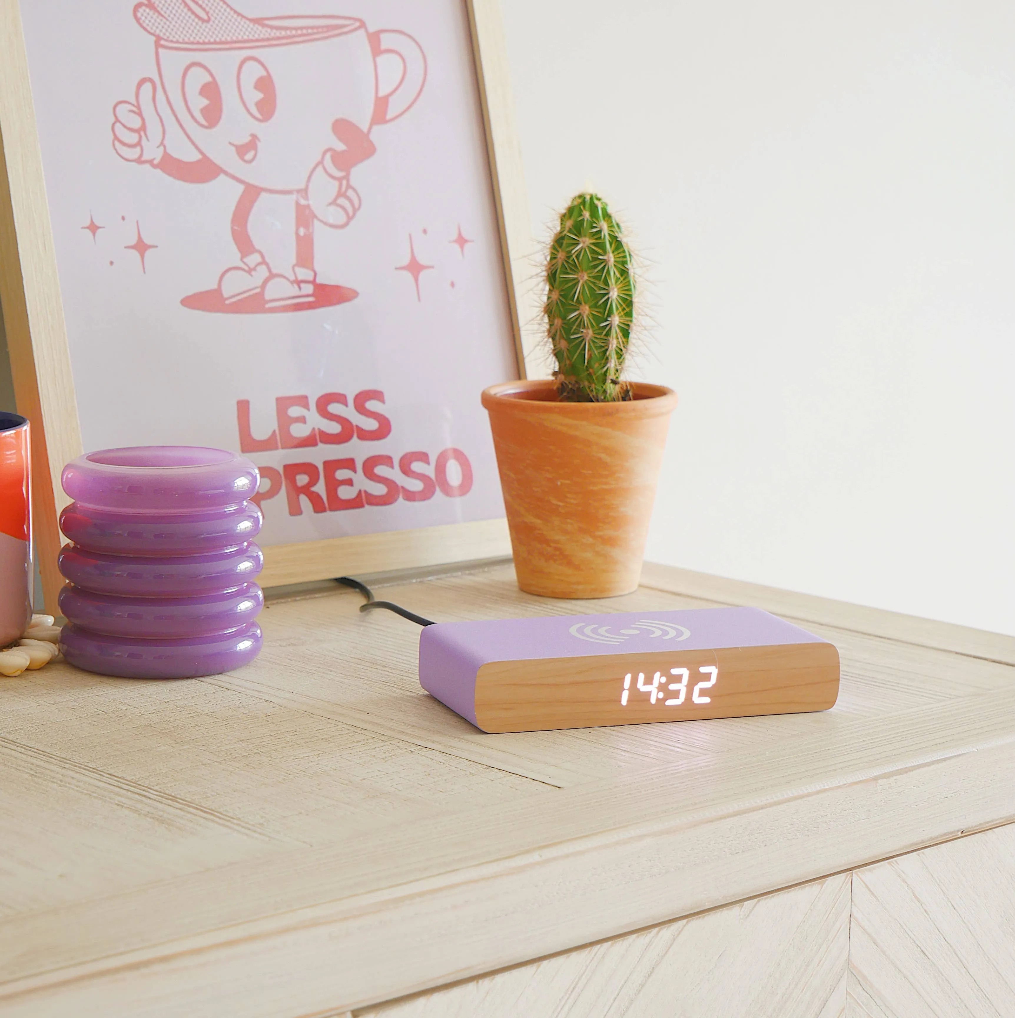 Steepletone Rise Charge - Wireless Charger & Alarm Clock: Purple