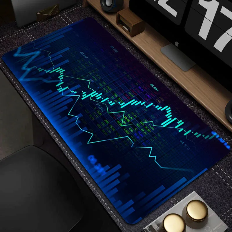 Stock Market Chart Mouse Mat Gaming Keyboard Mat Large Non-Slip Mouse Pad Gamer HD Print Mousepad Game Rubber Accessories