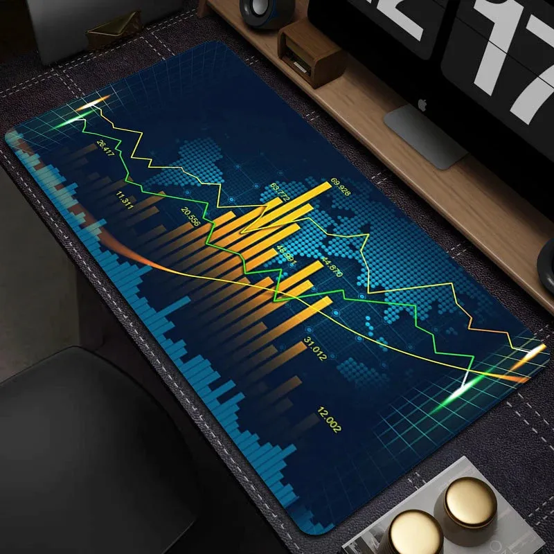 Stock Market Chart Mouse Mat Gaming Keyboard Mat Large Non-Slip Mouse Pad Gamer HD Print Mousepad Game Rubber Accessories