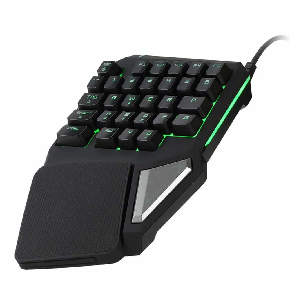 T9Pro Single Handed Gaming Keyboard - 7 Color Backlit 30 Buttons Ergonomic Keypad