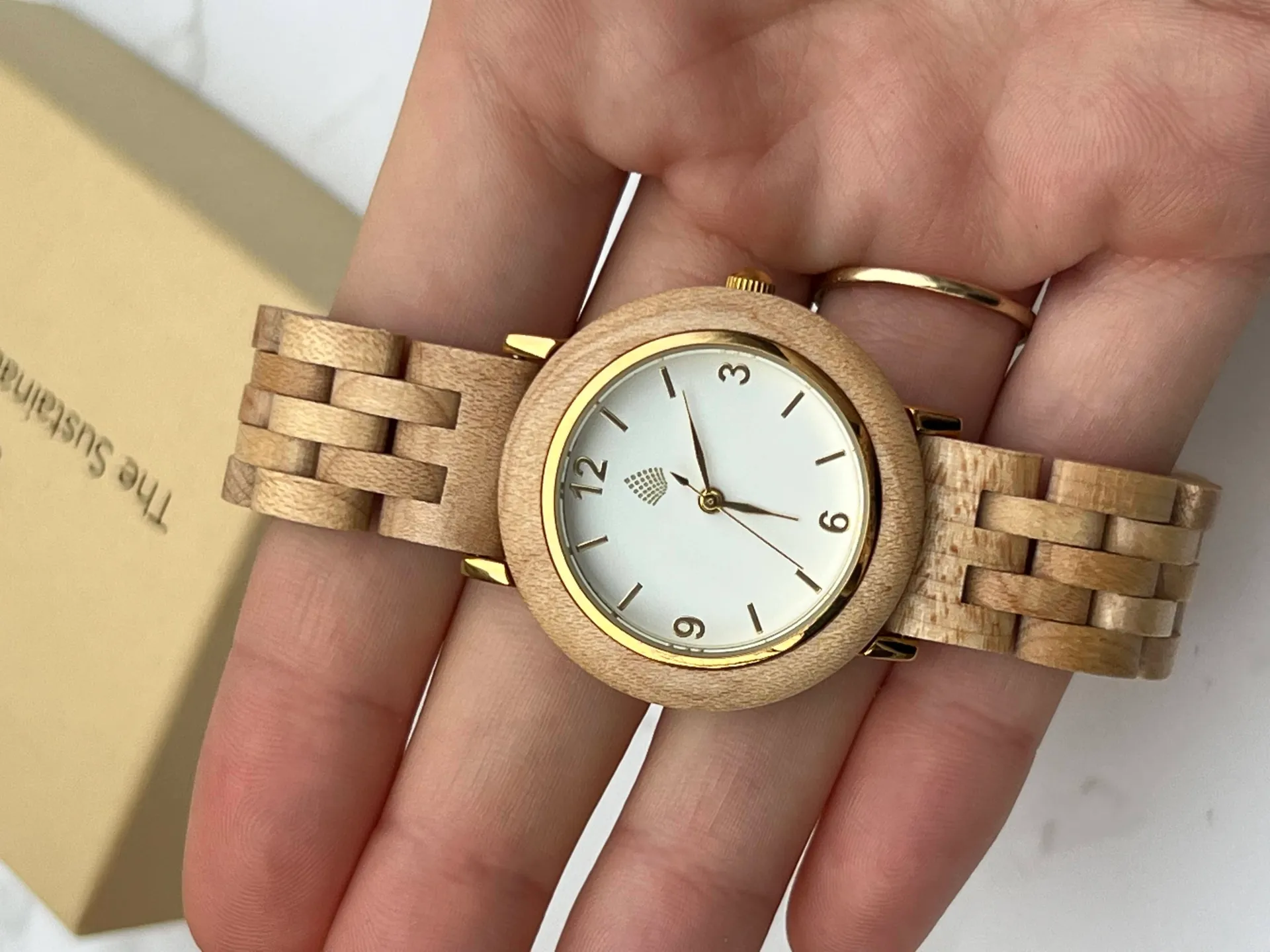 The Birch Watch - Handcrafted Upcycled Wooden Timepiece with Gold Accents | Eco-Friendly, Unique, and Stylish