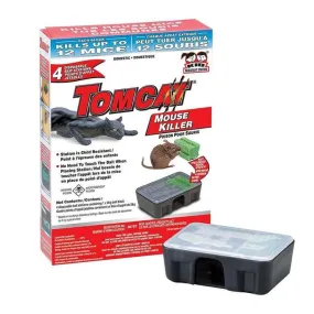 Tomcat Mouse Killer Disposable Bait Station with Bait Blocks 28g 4pk