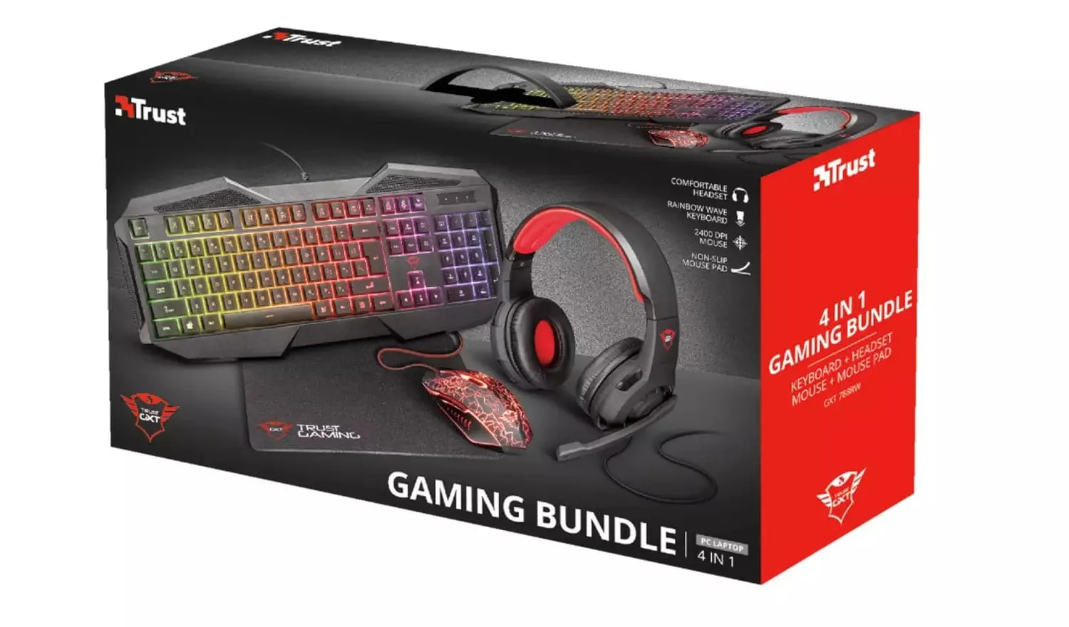 Trust GXT 788RW Keyboard Mouse Headset 4 in 1 Gaming Bundle