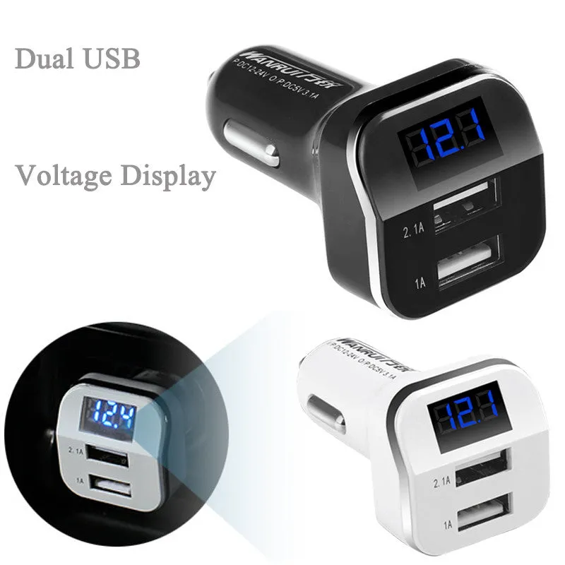 Universal Dual USB Car Charger 3.1A Voltmeter Adapter Charger