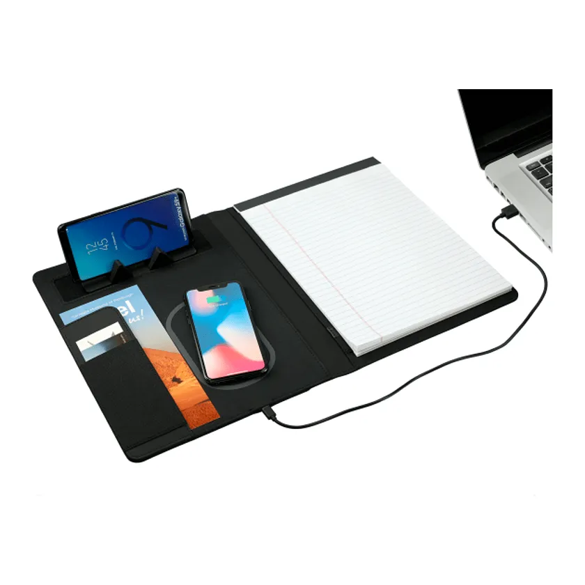 Vienna Writing Pad with Wireless Charger, Black