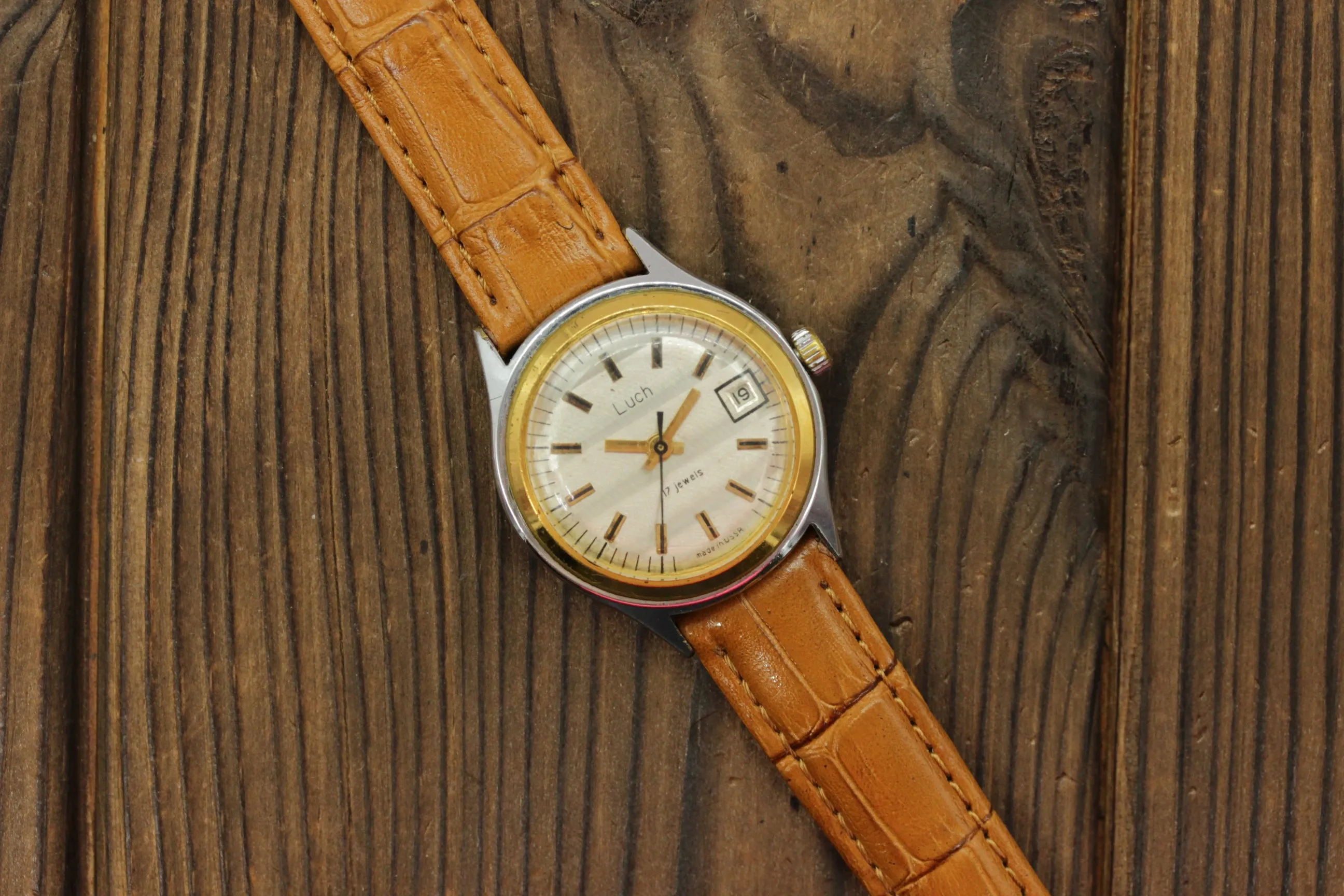 Vintage Soviet women's mechanical watch Luch, with data on dial