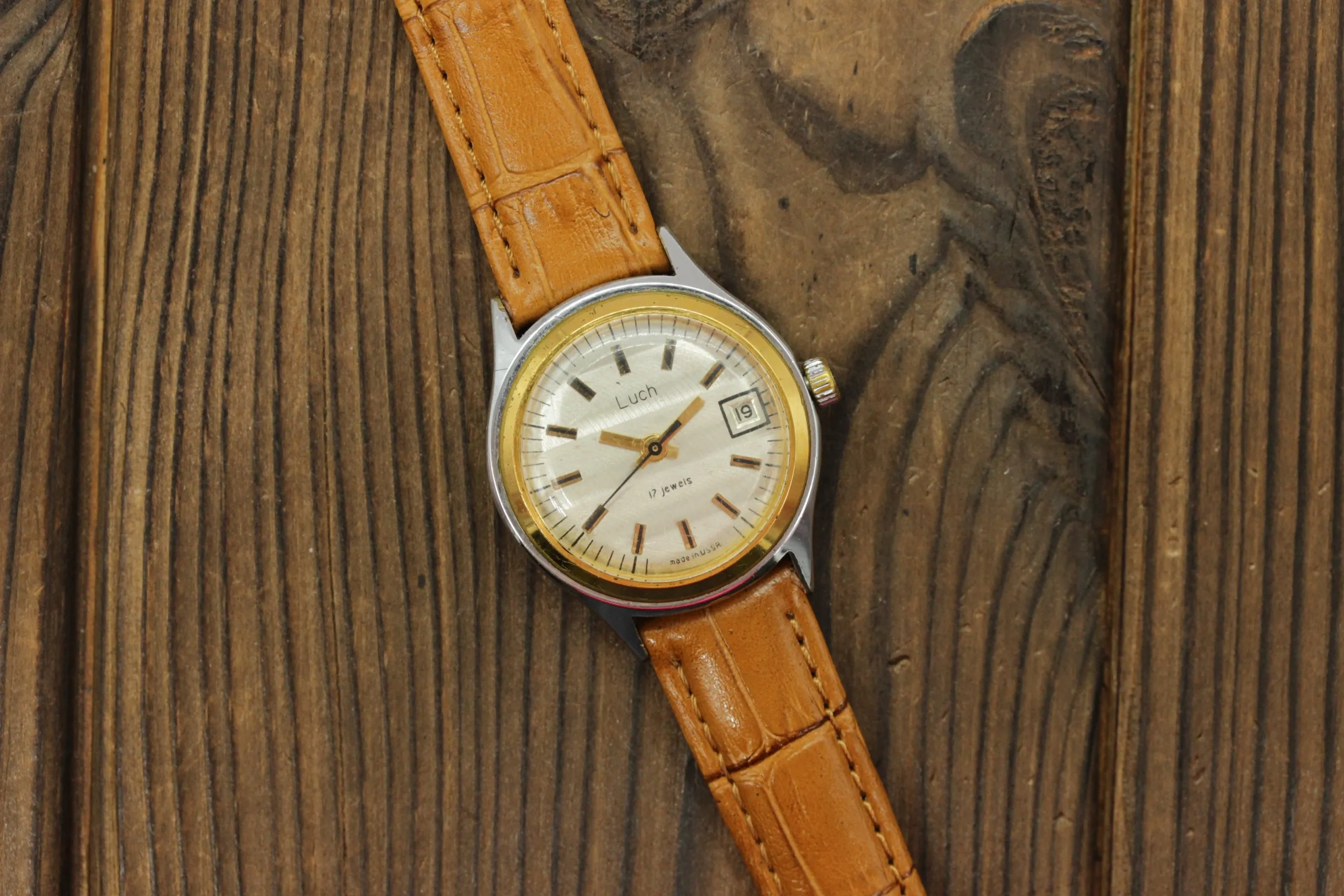 Vintage Soviet women's mechanical watch Luch, with data on dial