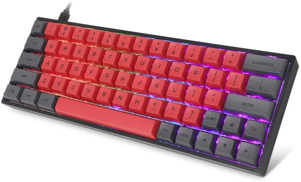 Wired 60% Mechanical Keyboard, 64 Keys RGB Backlit