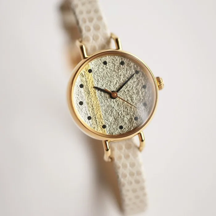 Women's Wristwatch - Gold Leaf, Japanese handmade wrist watch