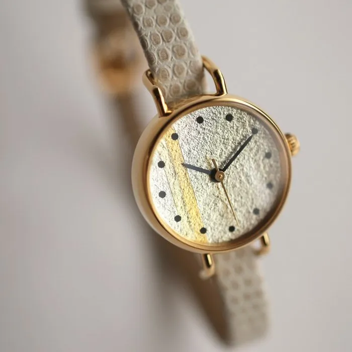 Women's Wristwatch - Gold Leaf, Japanese handmade wrist watch