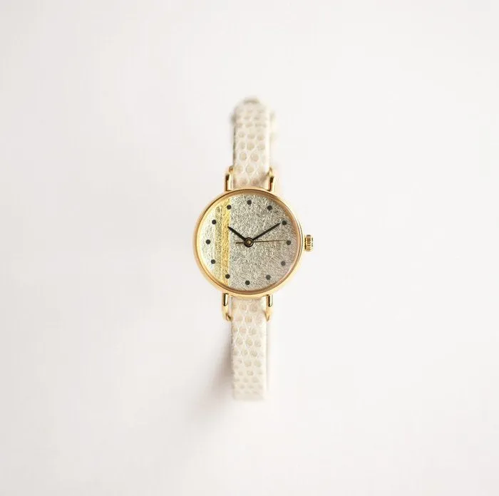 Women's Wristwatch - Gold Leaf, Japanese handmade wrist watch