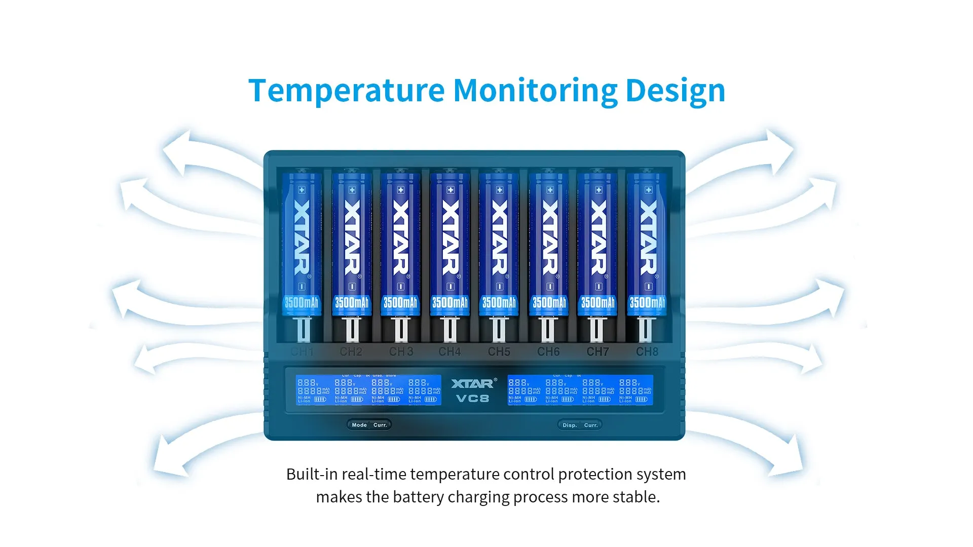 XTAR VC8 3A USB-C Fast Lithium-Ion Battery Charger