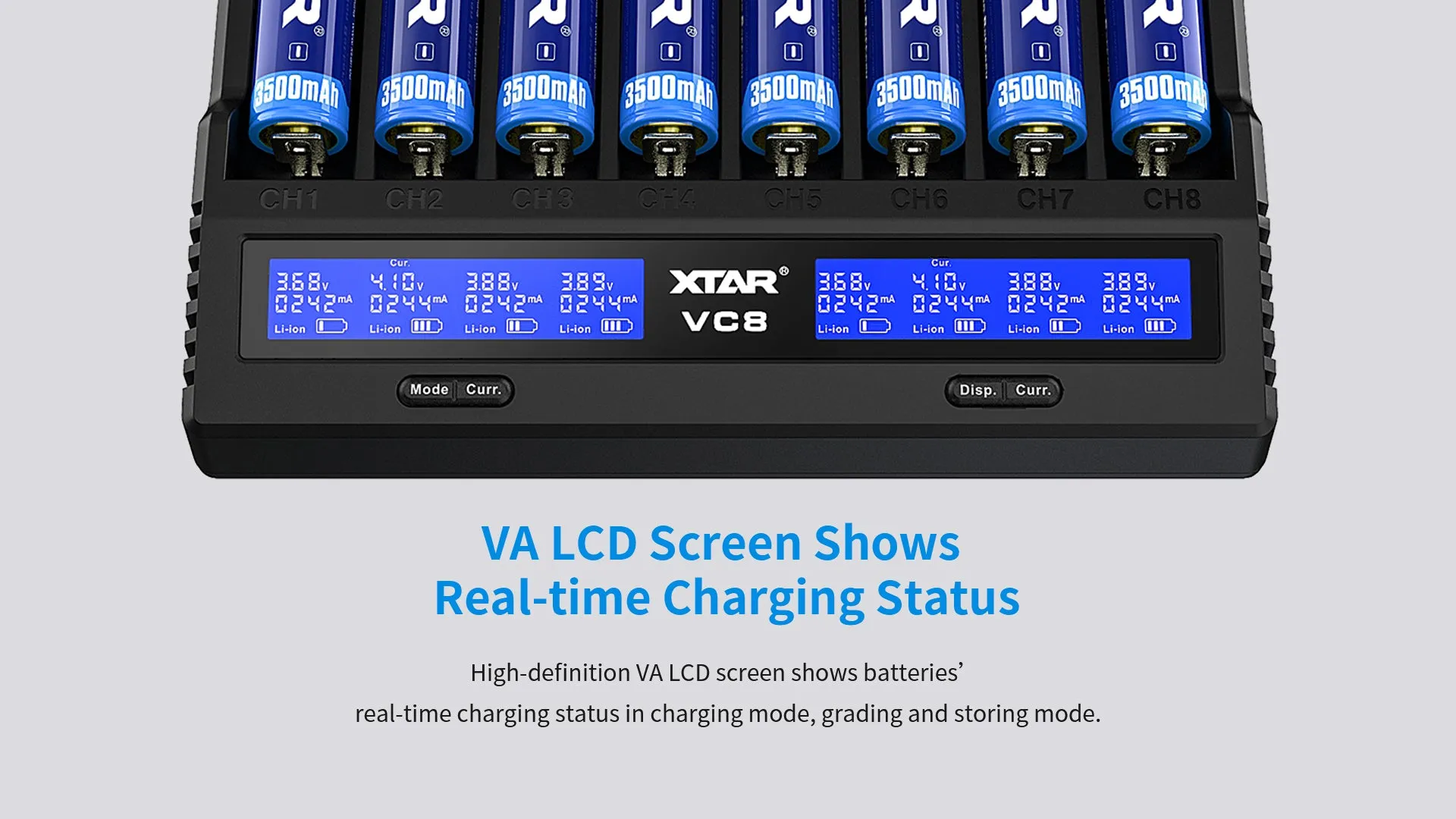 XTAR VC8 3A USB-C Fast Lithium-Ion Battery Charger