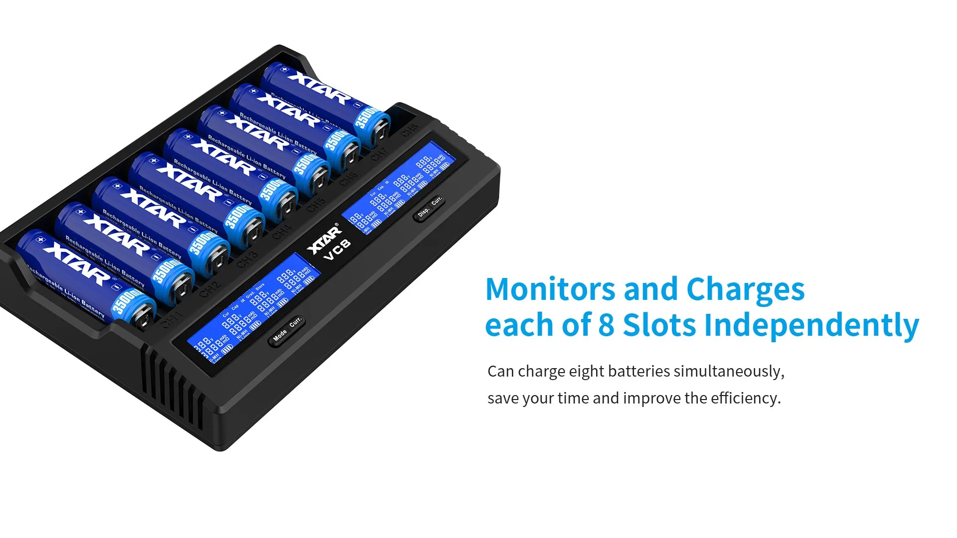 XTAR VC8 3A USB-C Fast Lithium-Ion Battery Charger