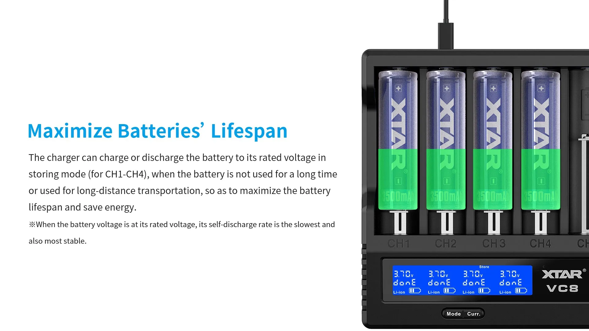 XTAR VC8 3A USB-C Fast Lithium-Ion Battery Charger